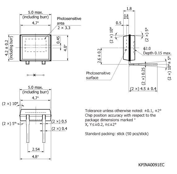 硅PIN光電二極管S8729-10(圖2) 硅PIN光電二極管S8729-10(圖2)