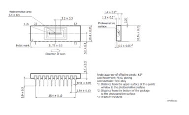 濱松 CMOS線陣圖像傳感器 S10122-128Q-01(圖2)