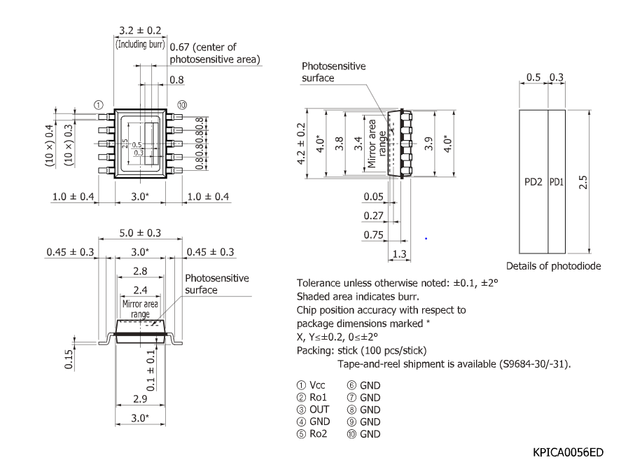 濱松 激光同步檢測用光IC S9684-01(圖1) 濱松 激光同步檢測用光IC S9684-01(圖1)